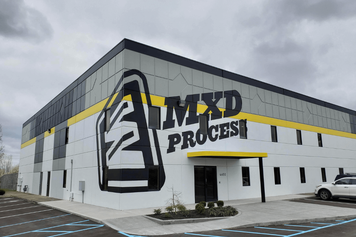 Outside view of the MXD Process building's location 